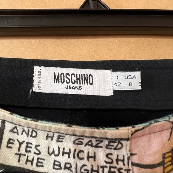 Moschino | Vintage 90s Comic Anime Manga Print Pants Trousers Size 8 - Picture 2 of 16